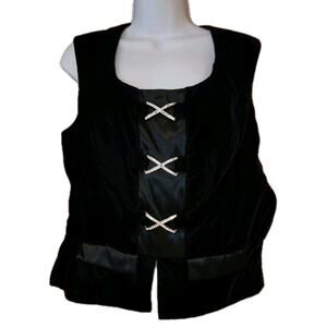 Vintage 80s Donna Degnan Black Velvet Sleeveless‎ Top Sz 10